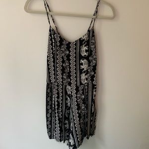 Boho elephant black romper